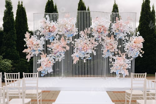 Preview: A place for a wedding ceremony on the street. Decorated wedding venue