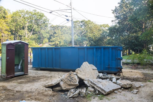Preview: Removal of debris construction waste building demolition with rock and concrete rubble on portable