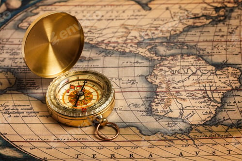 Preview: Vintage Compass and Map for Travel and Exploration
