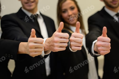 Preview: Business team holding their thumbs up