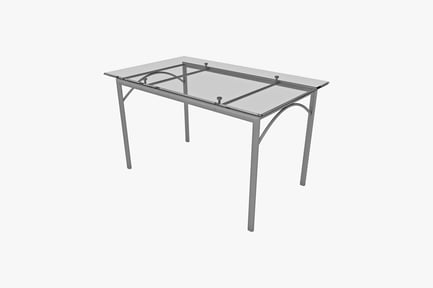 Preview: Rectangular glass-topped table with metal frame