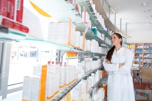 Preview: Portrait of pharmacist in pharmacy