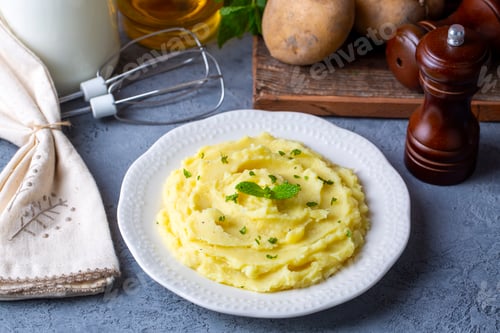 Preview: Serving of creamy mashed potato made from boiled potatoes