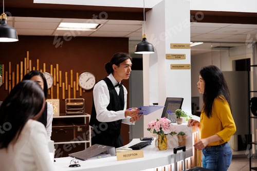 Hotel guest with registration form