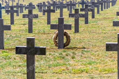 Preview: A lot of small, concrete crosses at the German war cemetery in the Netherlands.