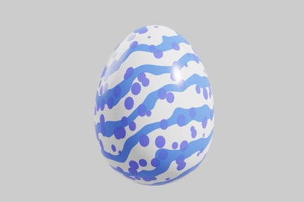 Preview: Stylized egg with blue and purple stripes and dots