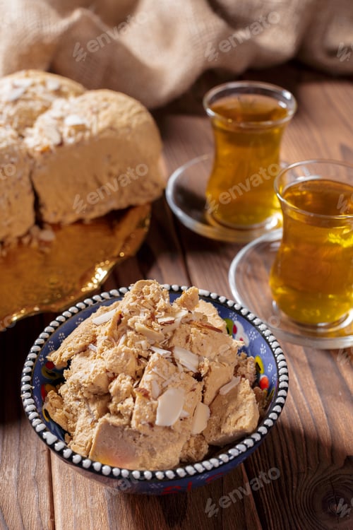 Preview: Tasty halva with tea on the table