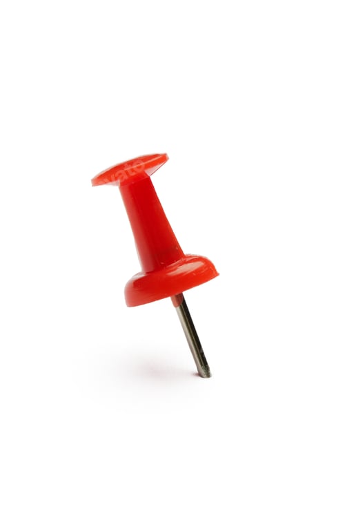 Preview: close up of a pushpin on white background