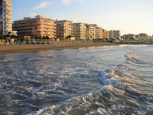 Preview: Morning empty sandy beach, Lido di Jesolo, Italy