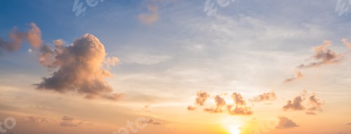 Preview: Sunset sky clouds in the evening summer with Orange, Yellow sunlight in Golden hour or morning sky