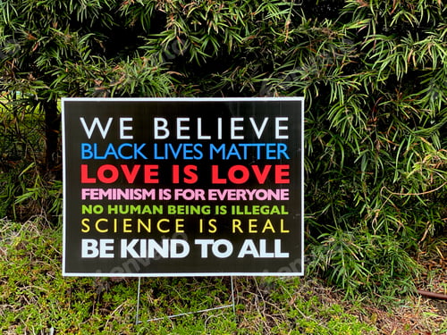 Preview: Freedom of speech sign in yard at home.