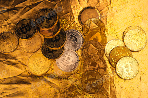 Preview: gold bitcoin and crypto coin background