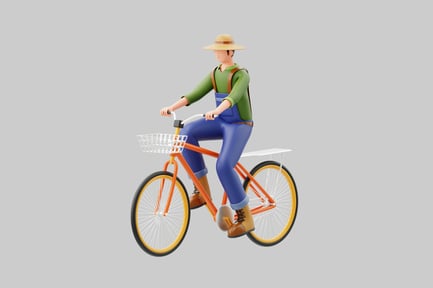 Preview: Farmer on bicycle with basket
