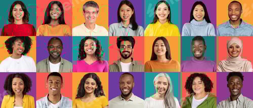 Preview: Diverse group of joyful individuals from various ethnicities, with beaming smiles