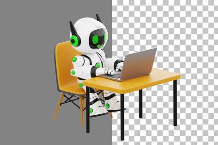Preview: AI Robot Using Laptop 3D Illustration