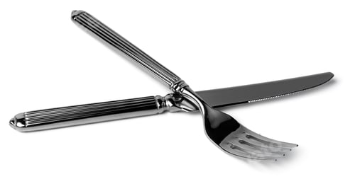 Preview: Silver fork and knife isolated on white background