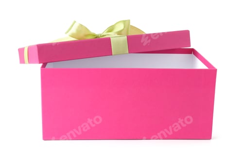 Preview: One opened gift box isolated on white