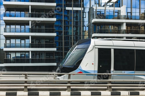 Preview: Dubai Tram public transport in a street
