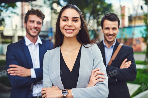 Preview: They are a confident business team. Portrait of a businesspeople outside.