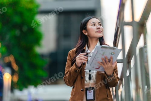 Preview: Female Architect Reviewing Plans for Eco-Friendly Building