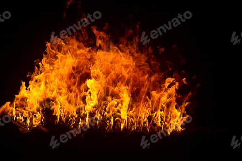 Preview: Blazing flames on black background