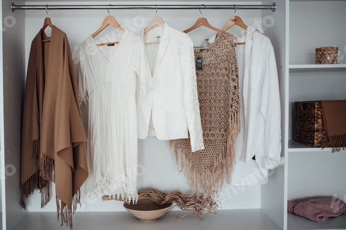 Preview: Clothing on Hangers in Closet