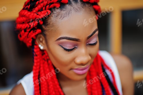 Preview: Fashionable african american girl red dreads