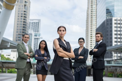 Preview: Portrait Of Business people worker Team Outside.