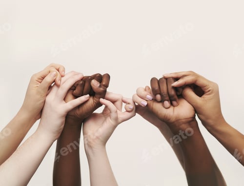Preview: True support. Cropped shot of a group of hands reaching up and holding on to each other.