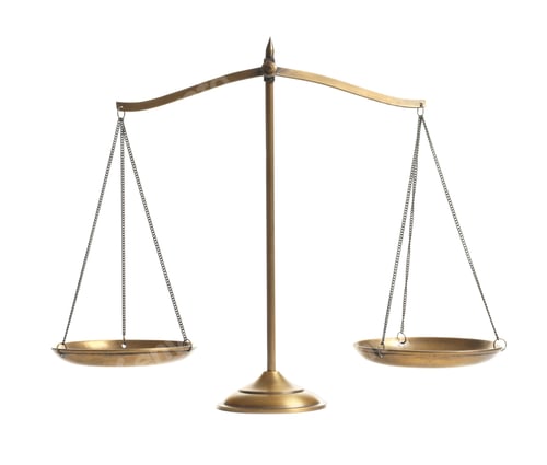 Preview: Scales of justice on white background. Law concept