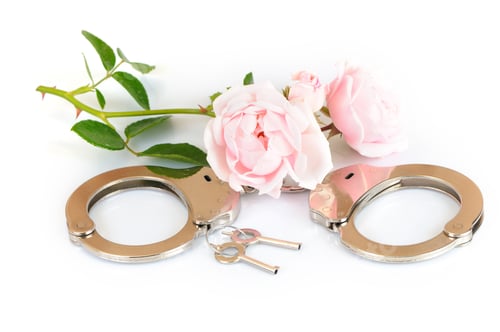Preview: Close-up chrome handcuffs and keys
