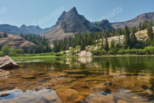 Preview: Beautiful scenery of the Lake Blanche surrounded by Wasatch Mountains near Salt Lake City, Utah, USA