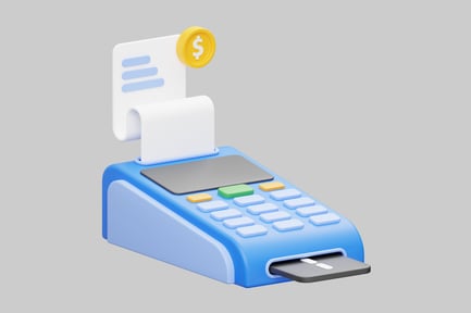 Preview: Payment terminal with receipt and coin