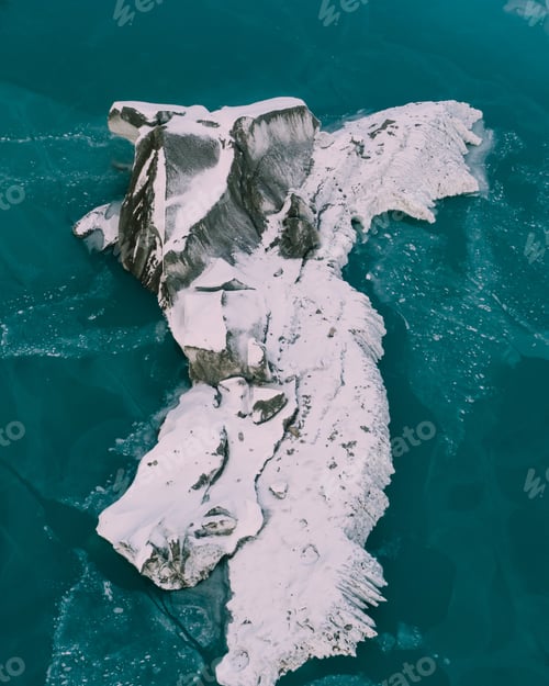 Preview: Aerial view of beautiful frozen glacier lagoon in Tibet,China