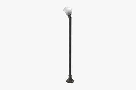 Preview: Damaged Globe Street Lamp with Textured Metal Pole