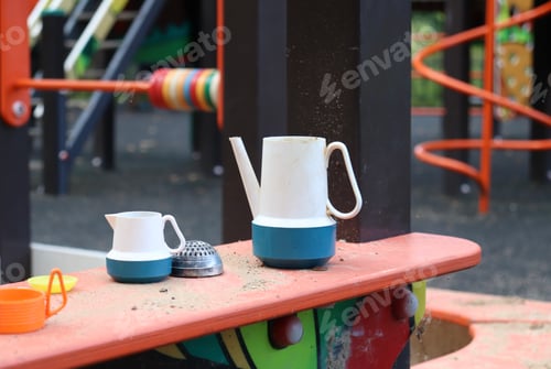 Preview: children's toys in the sandbox