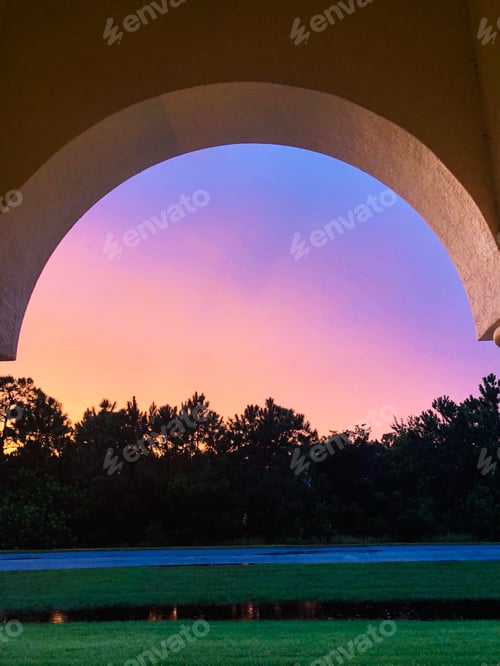 Preview: Beautiful sunset under the archway.