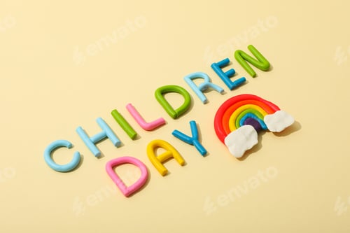 Preview: The inscription Children's Day on a light background