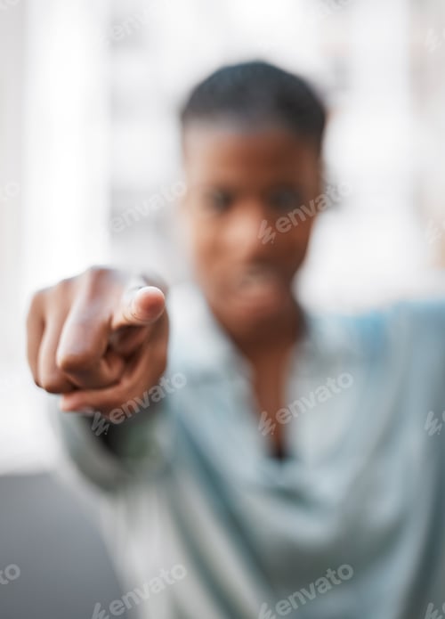 Preview: Words have power. Shot of an unrecognizable woman pointing with her hand outside.