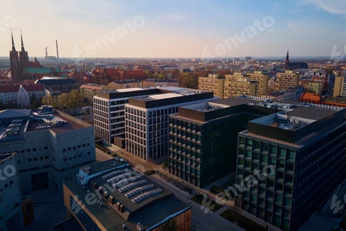 Preview: Modern residential area in Wroclaw city, aerial view