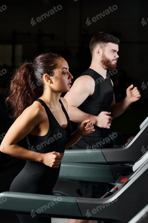 Preview: Synced strides: two runners on treadmills