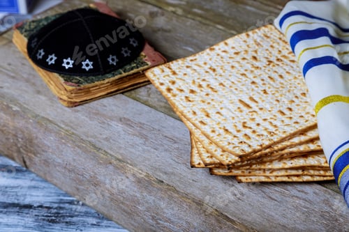Preview: matzoh jewish passover bread Passover matzo Passover Background with matzo and wine for Jewish