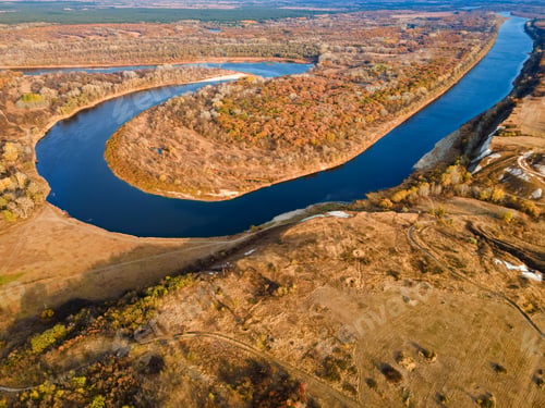 Preview: Bend of the Don River in the upper reaches of the river from drone