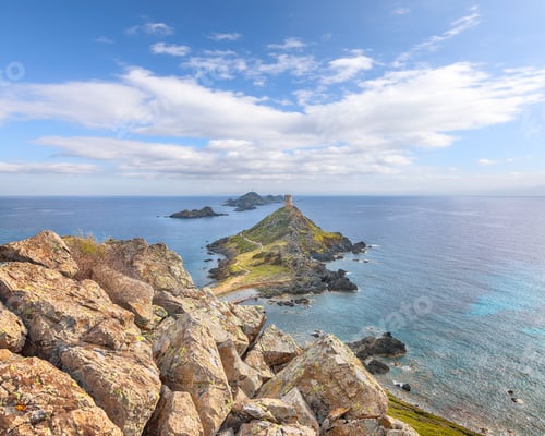 Preview: Popular tourist destination Torra di a Parata with Genoese Tower and Archipelago of Sanguinaires