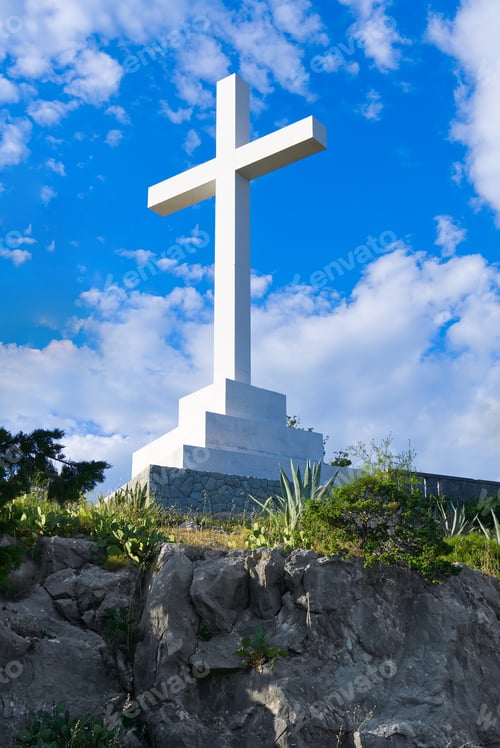 Preview: Monument cross of christ the savior. Cross on the hill at Marjan park in Split. Croatia