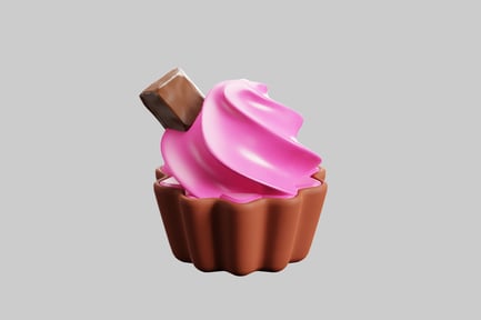 Preview: Pink frosted chocolate chunk cupcake