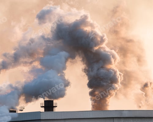 Preview: Factory burning cane with smoke and pollution on sky, global warming