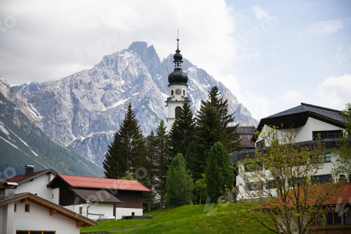 Preview: Alpine village Lermoos in spring, Austria