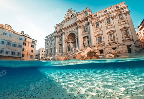 Preview: Water Reflections Of The Sunlight Hitting The Trevi Fountain