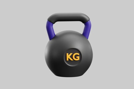 Preview: Matte black kettlebell with blue handle